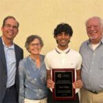 3VCF Co-Founder and Board Member Steve McCoy-Thompson (left) with Rosie Yandell, scholarship recipient Aarush Tahiliani, and David Yandell. (Three Valleys Community Foundation)
